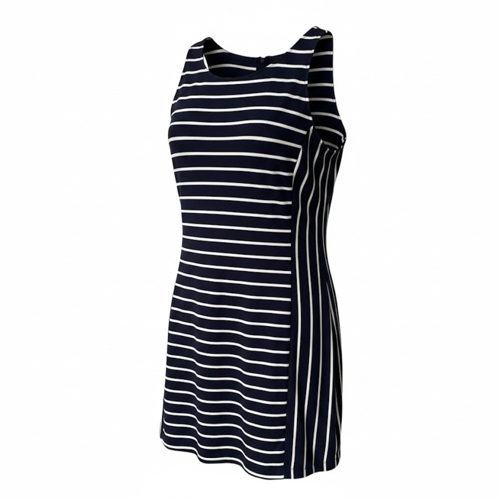 Banana Republic Navy White Striped Sleeveless Shift Dress Size 12 Ponte Knit